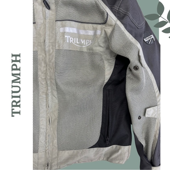 Triumph Gray and Black Men's Motorcyle Jacket CE Protectors size Large - Picture 3 of 16
